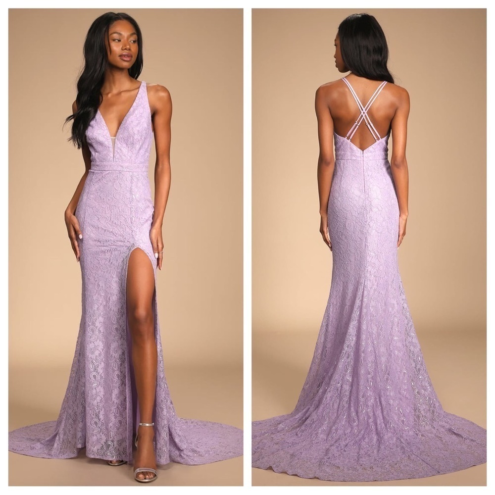 Lulu's Lavender Lace Maxi Dress